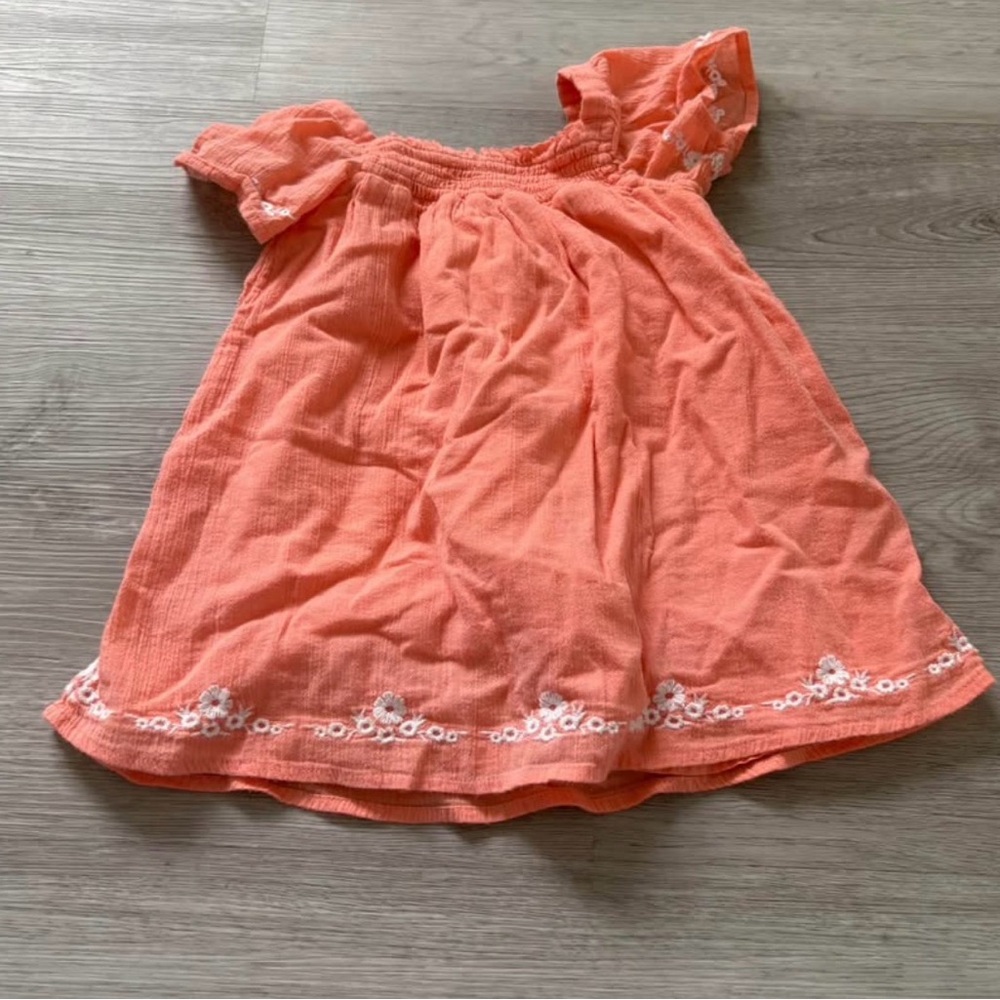 Janie and Jack Orange Dress with White Embroidery 2T